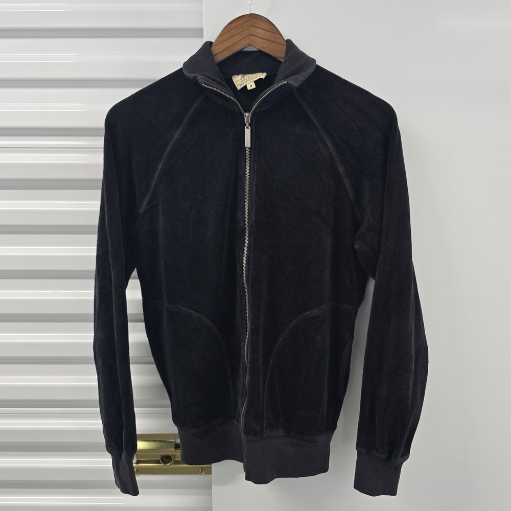 Vintage Y2K Juicy Couture Black Velour Track Jacket Women's S Made USA